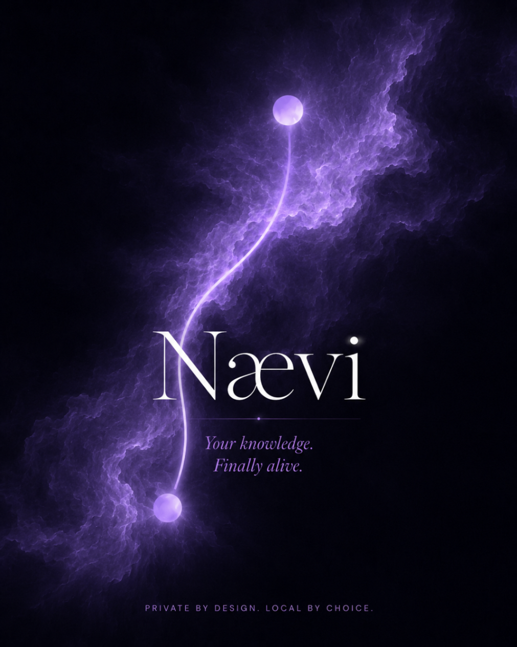 Nævi launch poster in dark purple brand style